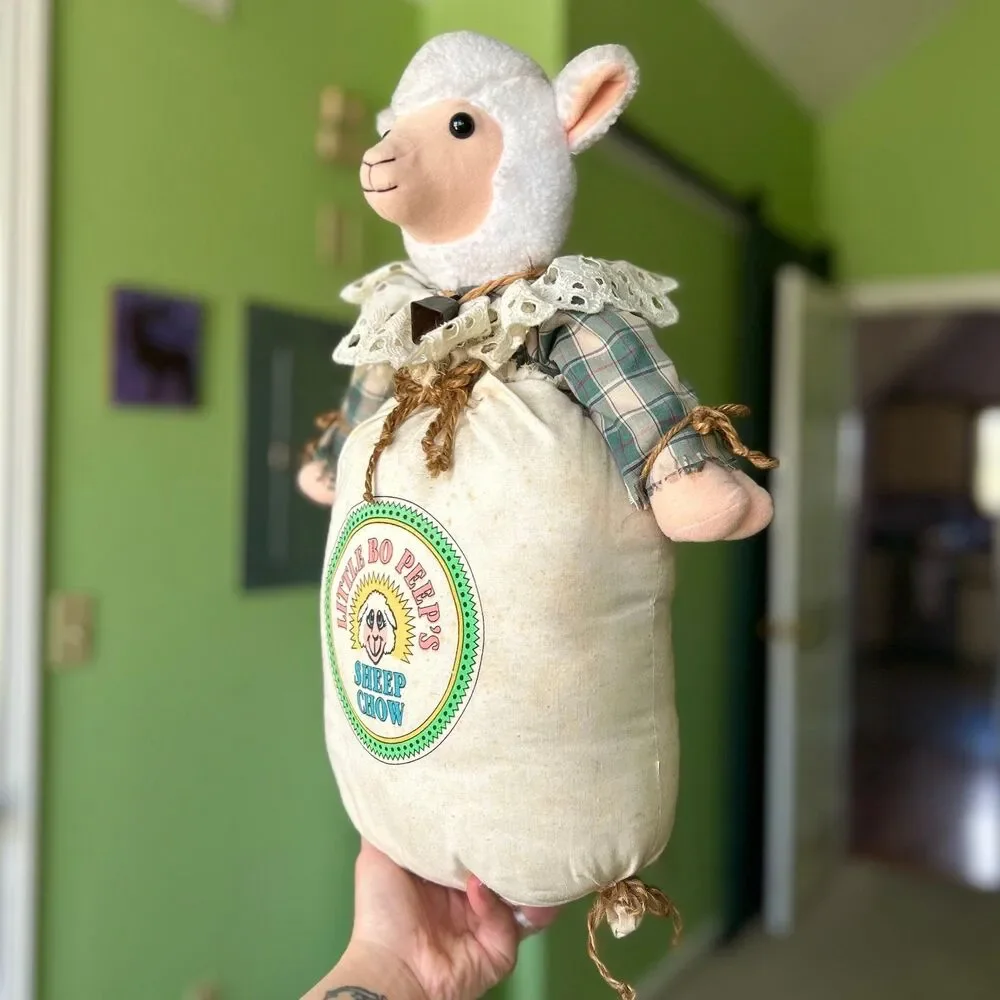 VTG Cottagecore 1994 Little Bo Peep Cattle Bell Collar Sheep Chow Doorstopper - Picture 2 of 12